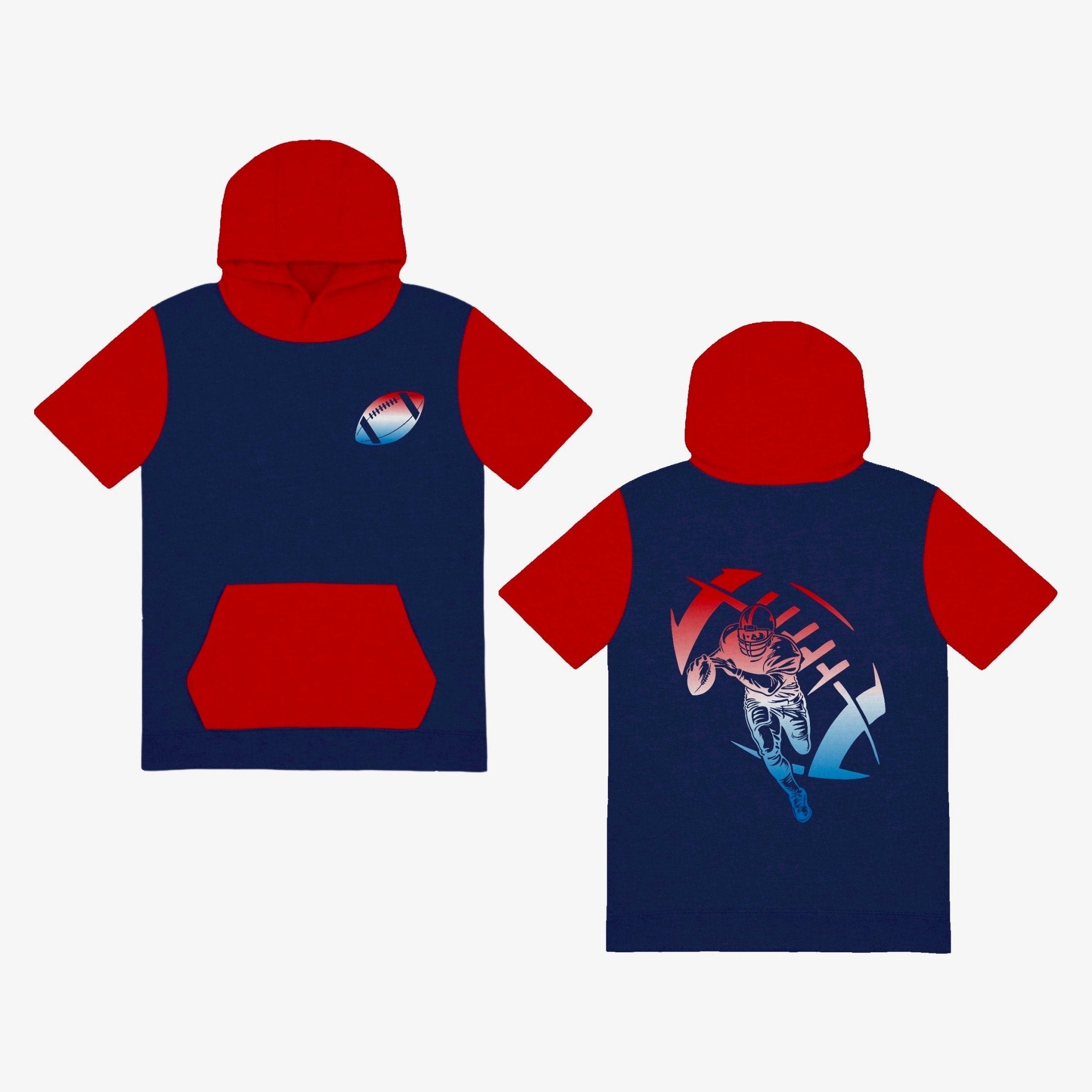 ALL AMERICAN HEAT HOODIE TEE SHIRT (FRONT & BACK) (ELEVATED BLEND)-FOOTBALL - Mav Wear
