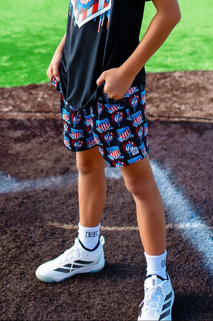 RED, WHITE, & DRIP SHORTS - Mav Wear
