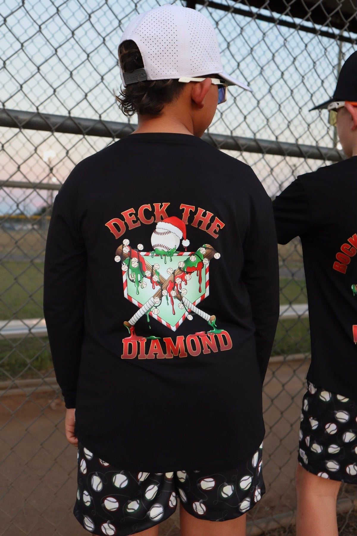 DECK THE DIAMOND LONG SLEEVE FRONT & BACK GRAPHIC TEE SHIRT (SIGNATURE BLEND) - Mav Wear