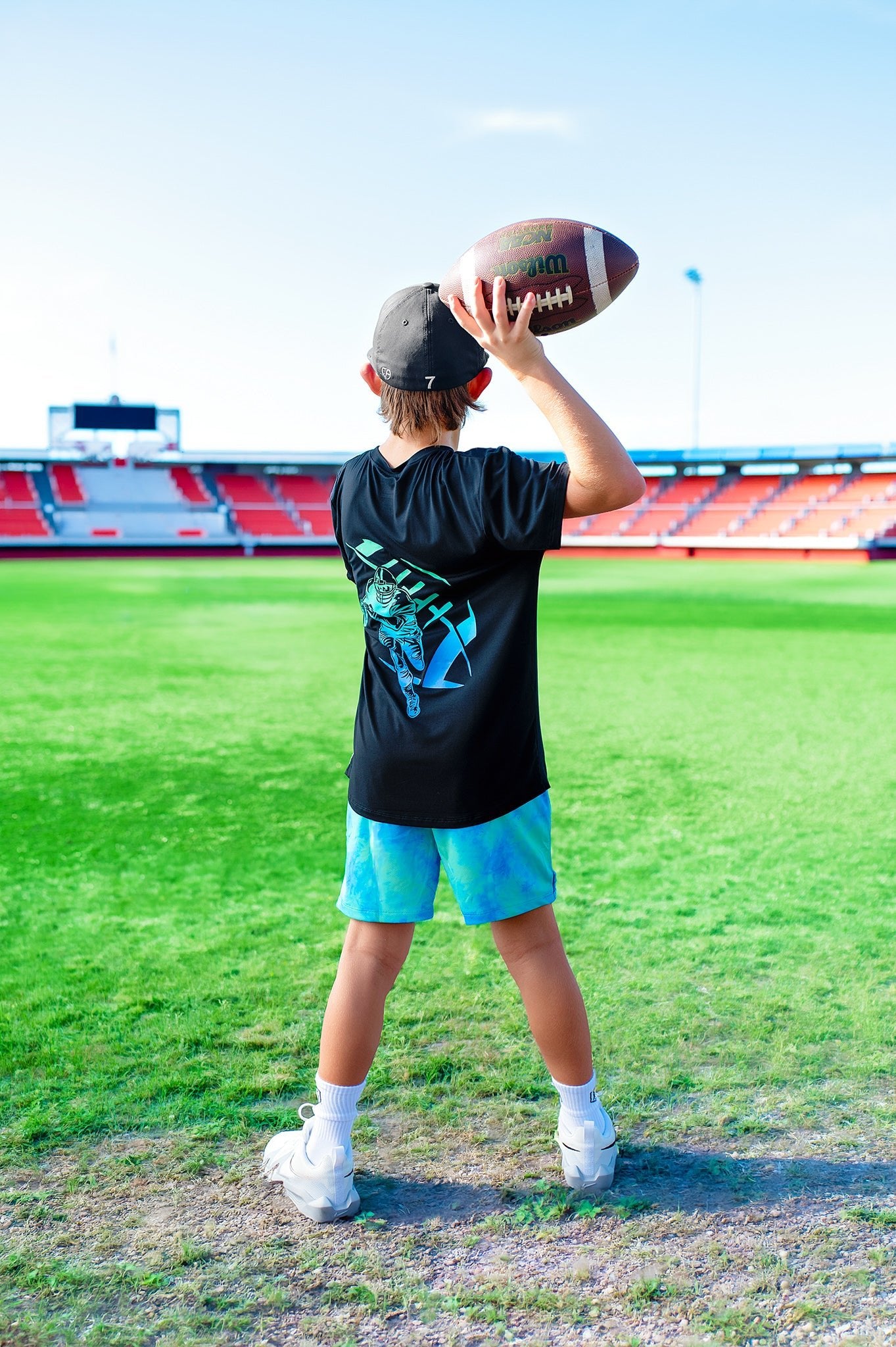 GAME ON GLOW FOOTBALL FRONT & BACK GRAPHIC TEE SHIRT - Mav Wear