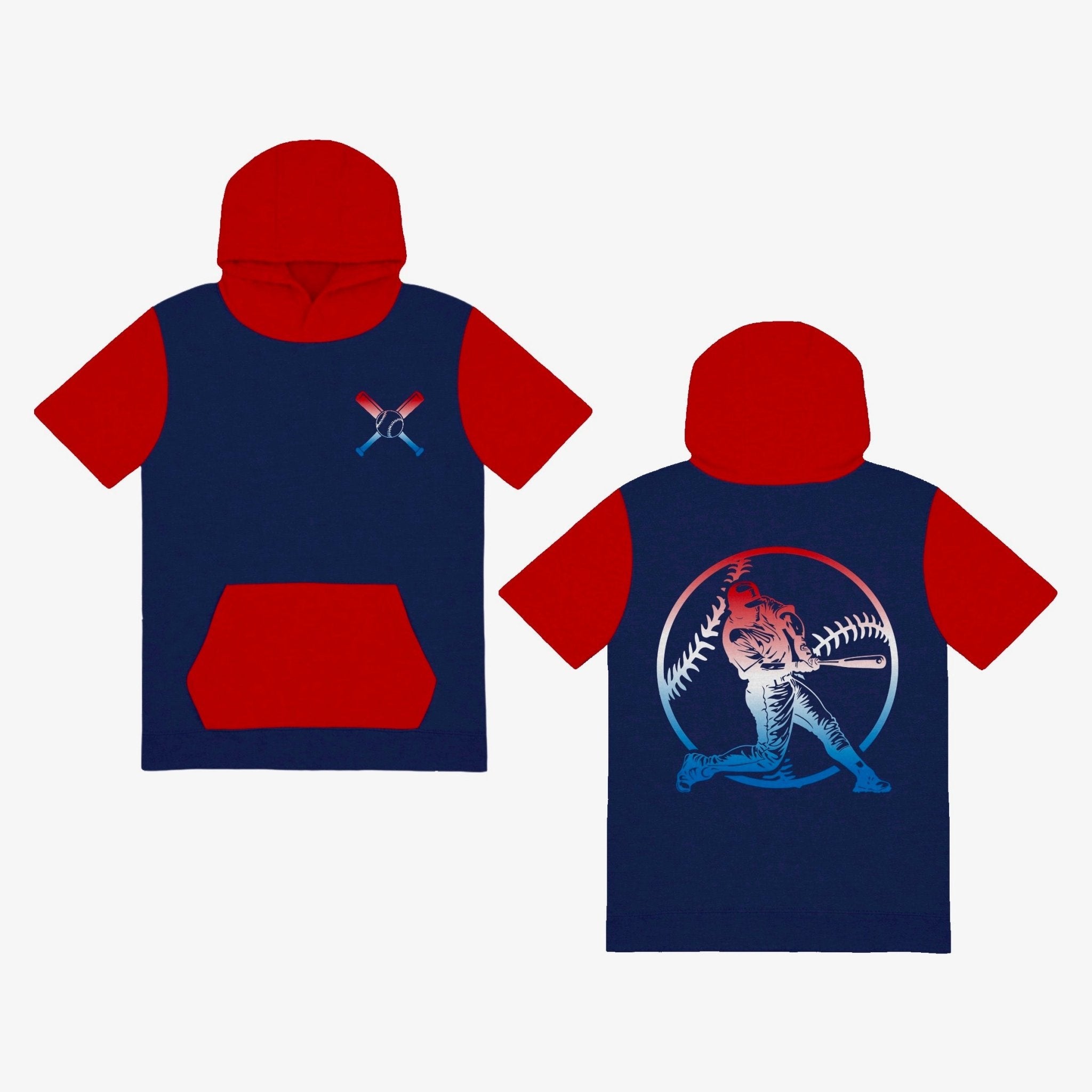 ALL AMERICAN HEAT HOODIE TEE SHIRT (FRONT & BACK) (ELEVATED BLEND)-BASEBALL - Mav Wear