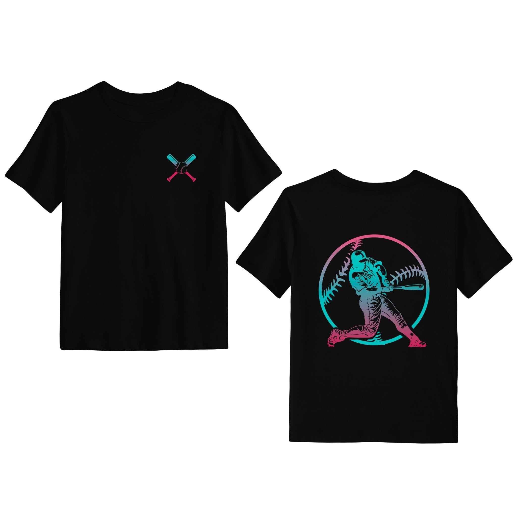 ELECTRIC FADE BASEBALL FRONT & BACK GRAPHIC TEE SHIRT - Mav Wear