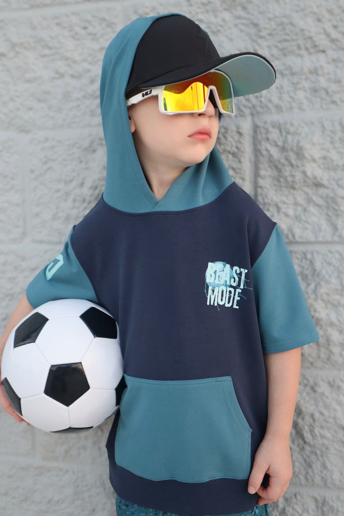 BEAST MODE SOCCER HOODIE TEE SHIRT (FRONT & BACK) (ELEVATED BLEND)
