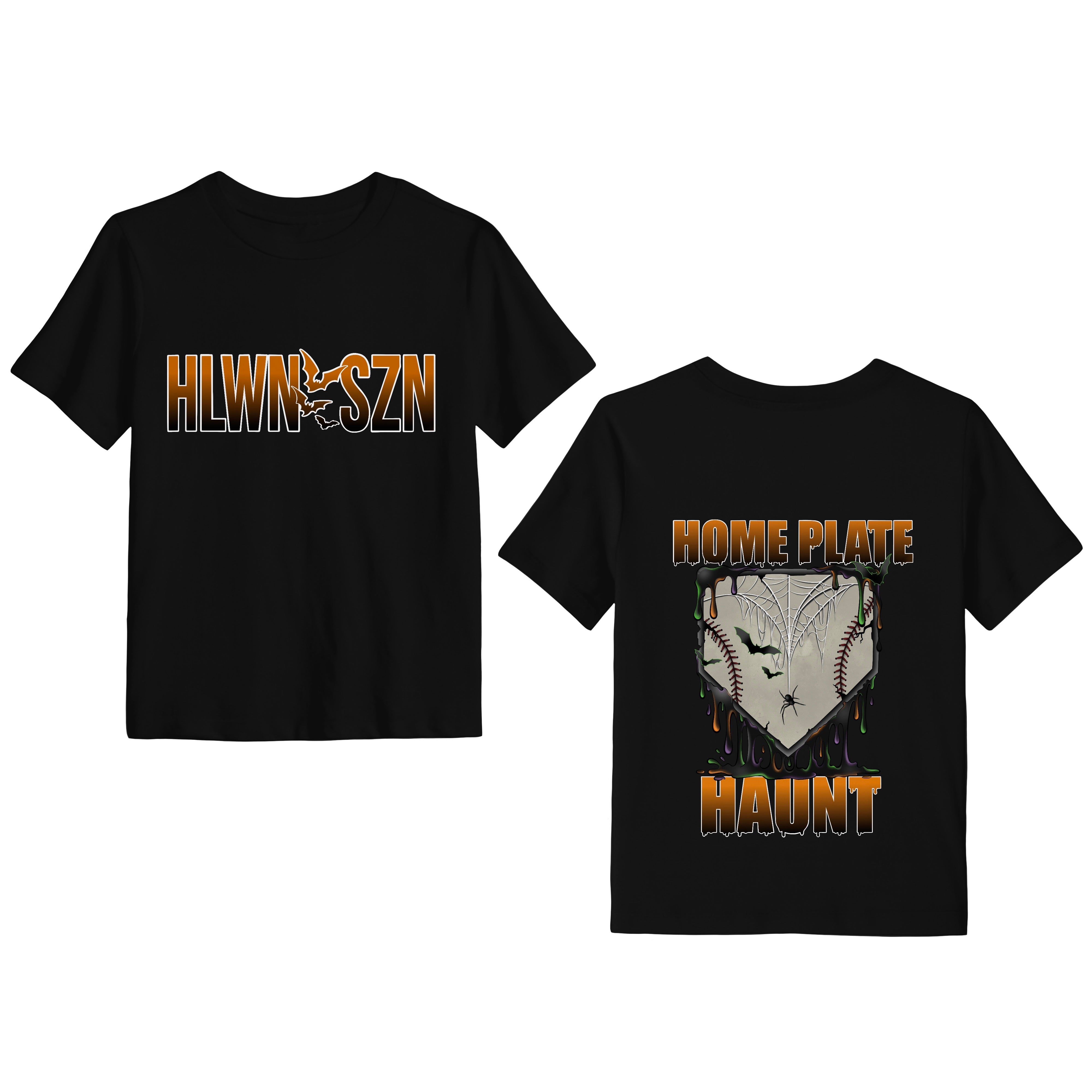 HOME PLATE HAUNT SHORT SLEEVE FRONT & BACK GRAPHIC TEE SHIRT