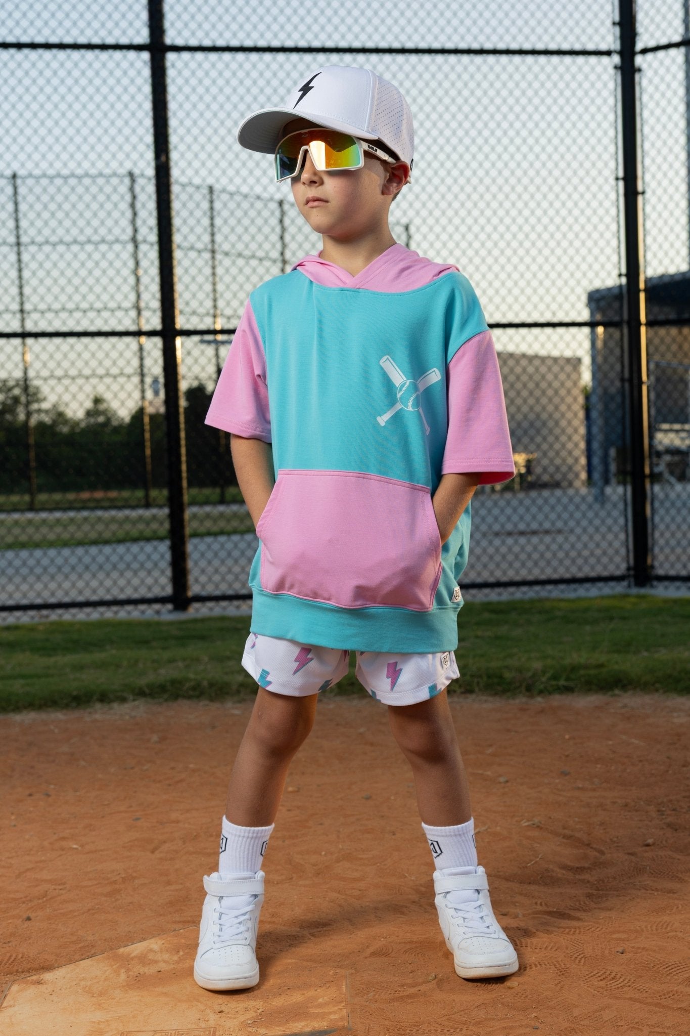 COTTON CANDY VOLTAGE HOODIE TEE SHIRT (FRONT & BACK) (ELEVATED BLEND) - Mav Wear