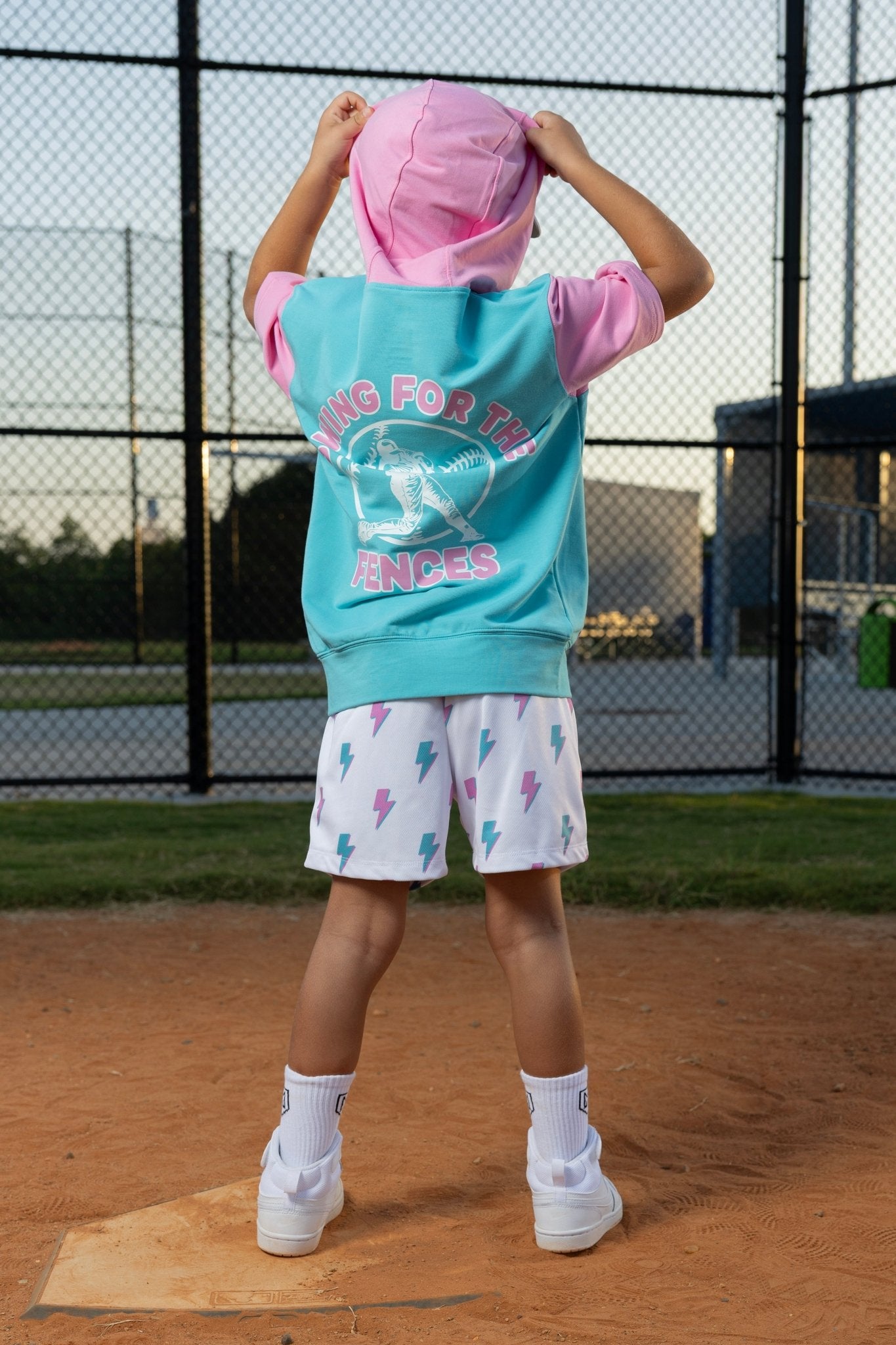 COTTON CANDY VOLTAGE HOODIE TEE SHIRT (FRONT & BACK) (ELEVATED BLEND) - Mav Wear