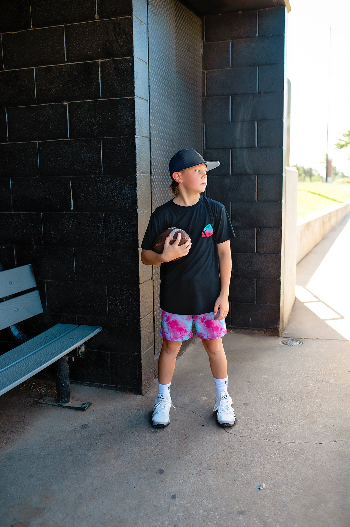 ELECTRIC FADE FOOTBALL FRONT & BACK GRAPHIC TEE SHIRT - Mav Wear