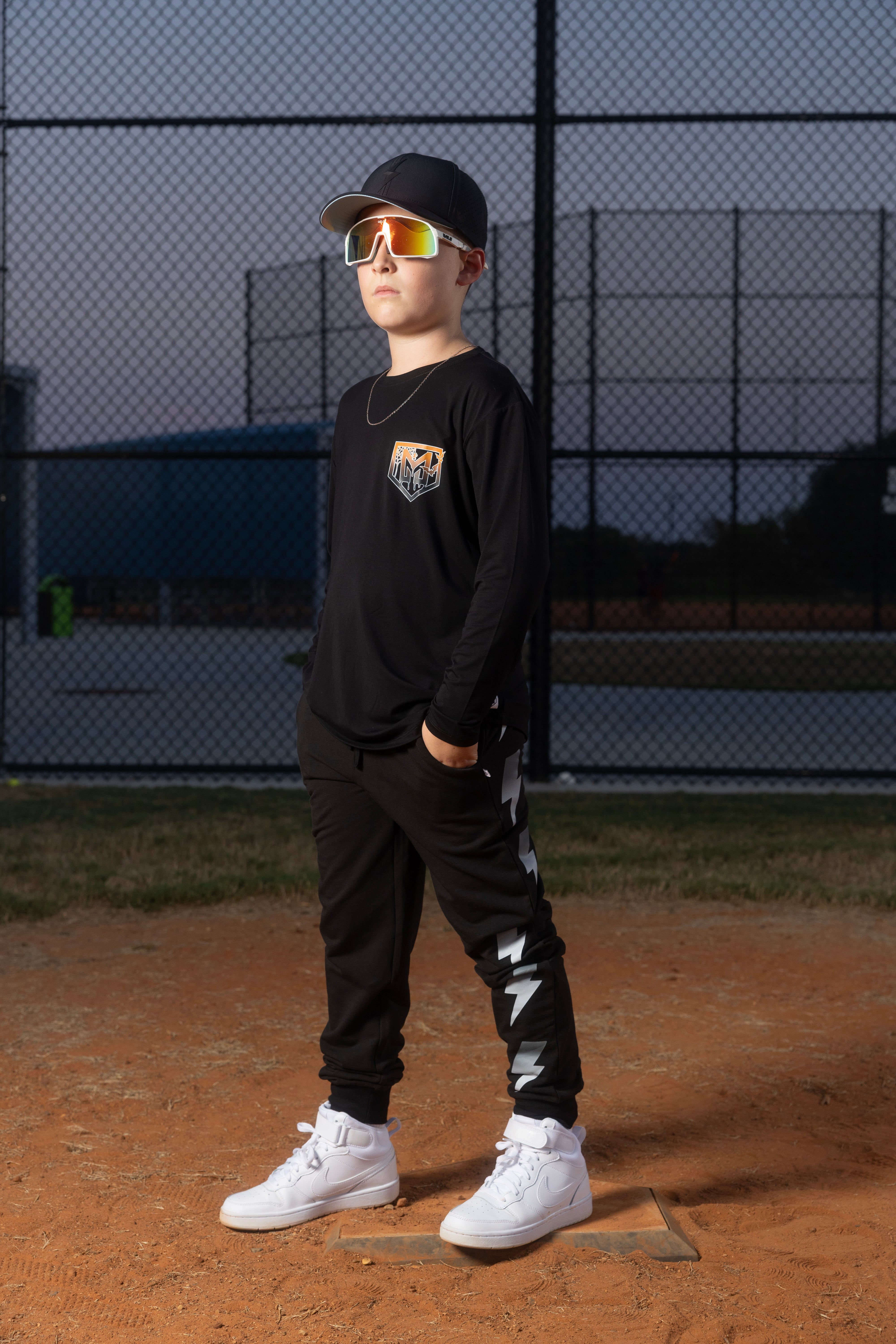 NO TRICKS, JUST DINGERS LONG SLEEVE FRONT & BACK GRAPHIC TEE SHIRT