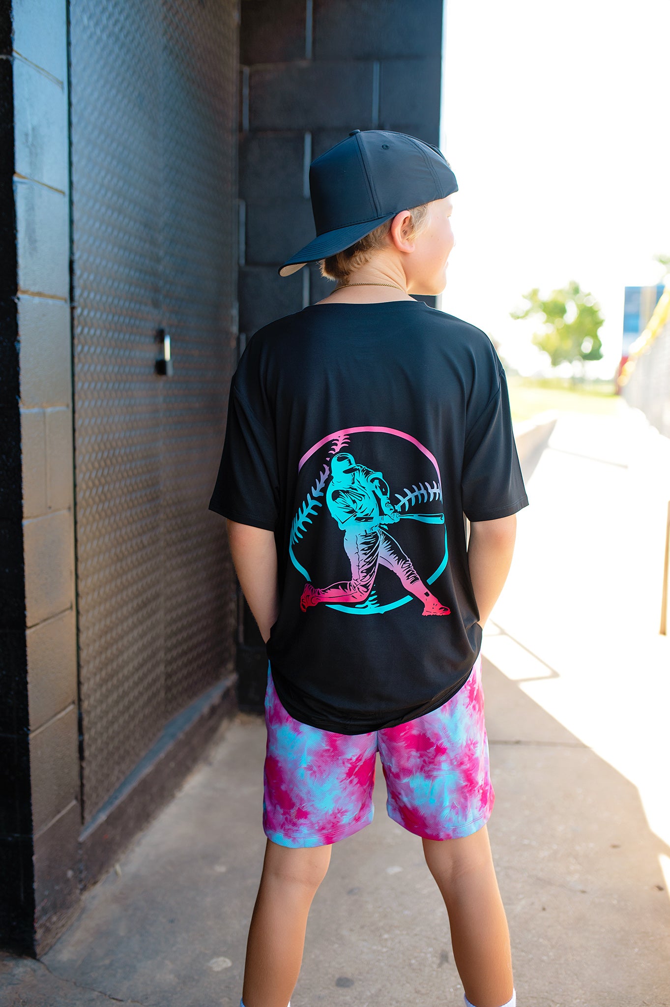 ELECTRIC FADE BASEBALL FRONT & BACK GRAPHIC TEE SHIRT - Mav Wear