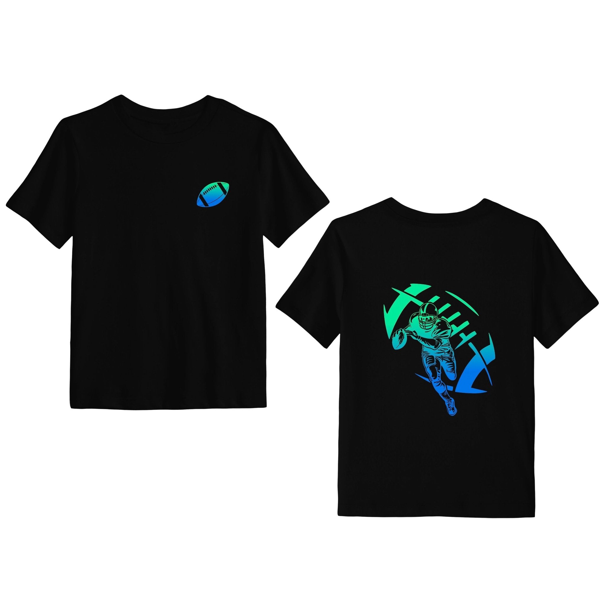 GAME ON GLOW FOOTBALL FRONT & BACK GRAPHIC TEE SHIRT - Mav Wear