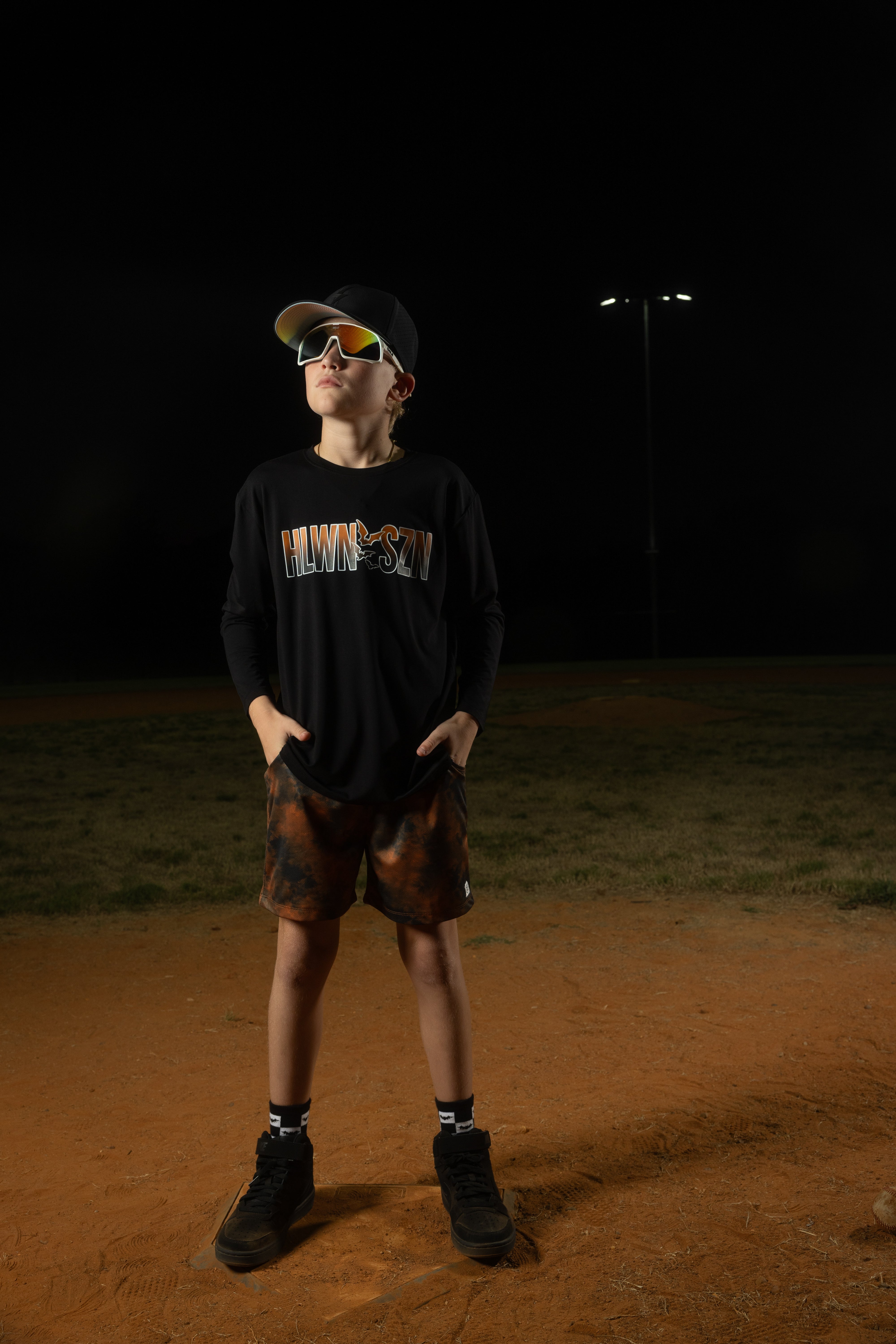 HOME PLATE HAUNT LONG SLEEVE FRONT & BACK GRAPHIC TEE SHIRT