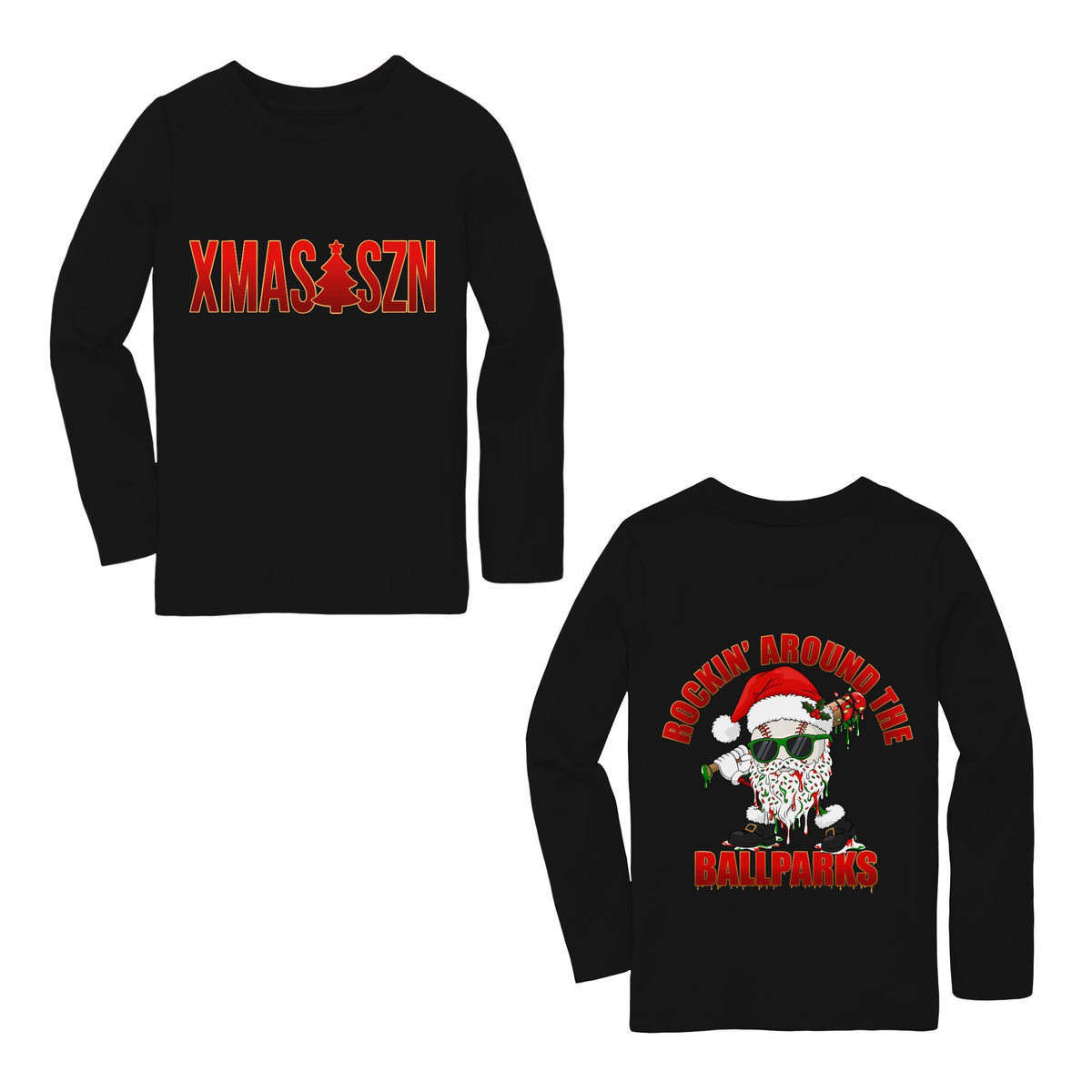 ROCKIN’ AROUND THE BALLPARKS 
 LONG SLEEVE FRONT & BACK GRAPHIC TEE SHIRT (SIGNATURE BLEND)