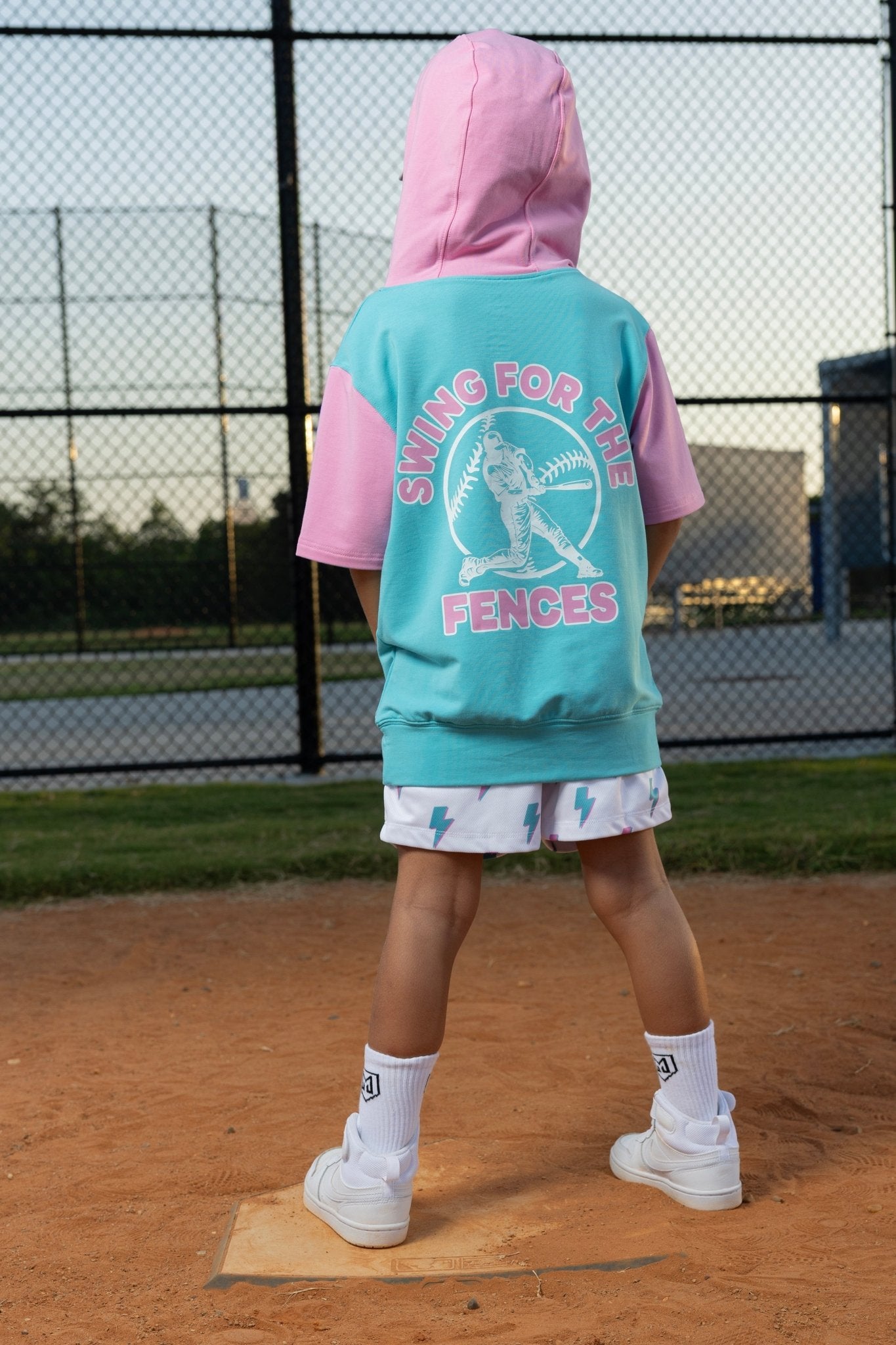COTTON CANDY VOLTAGE HOODIE TEE SHIRT (FRONT & BACK) (ELEVATED BLEND) - Mav Wear