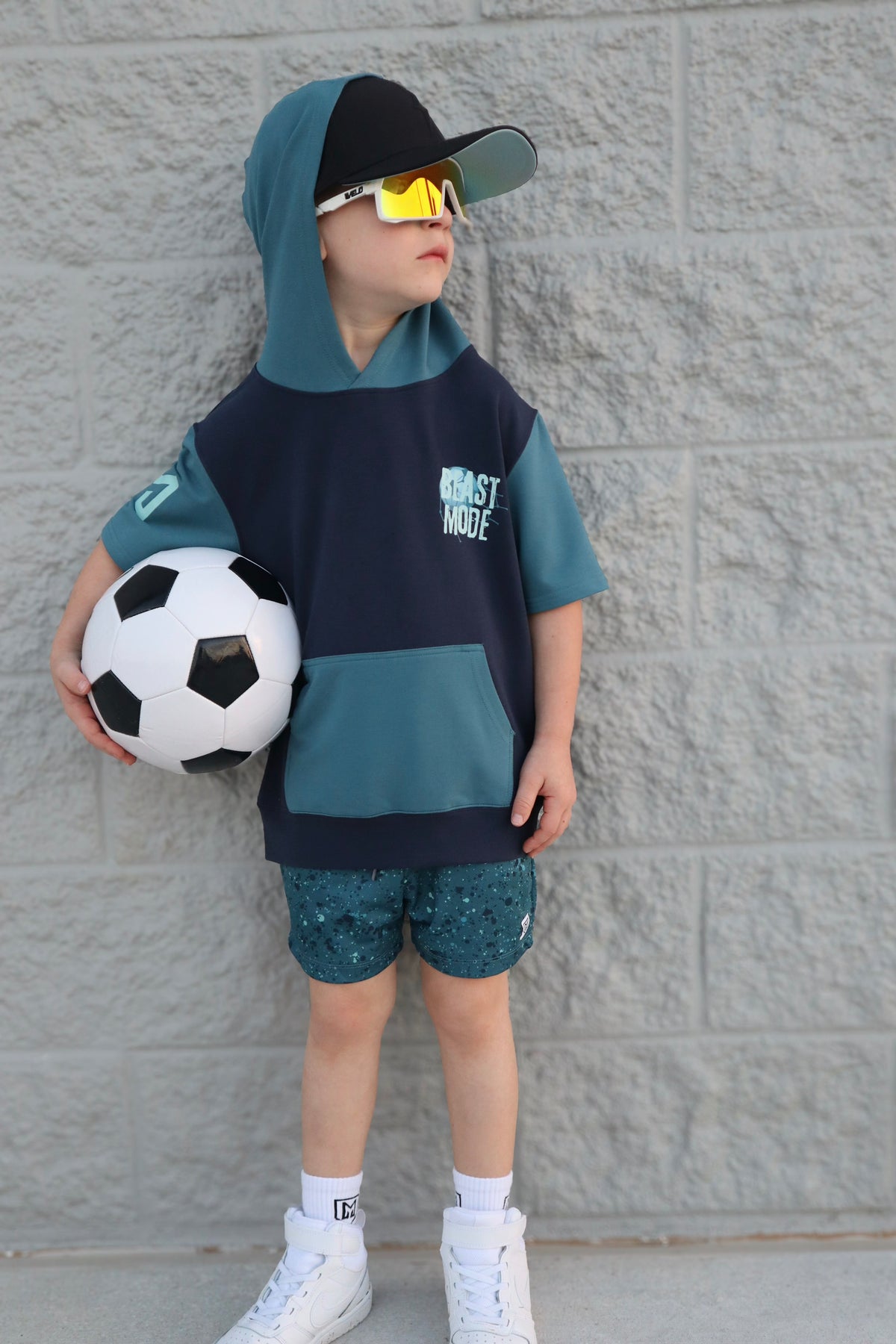 BEAST MODE SOCCER HOODIE TEE SHIRT (FRONT & BACK) (ELEVATED BLEND)