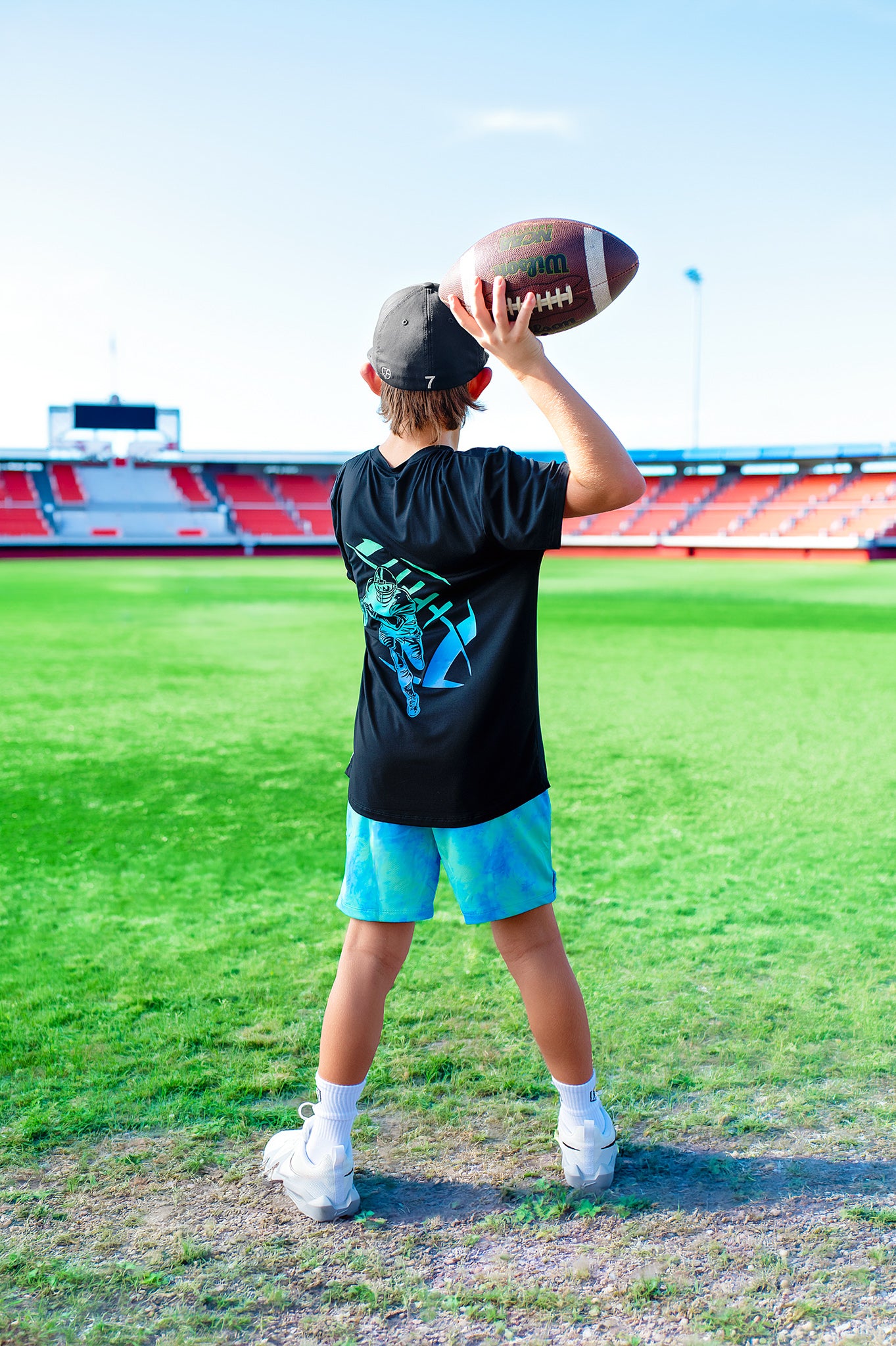 GAME ON GLOW FOOTBALL FRONT & BACK GRAPHIC TEE SHIRT