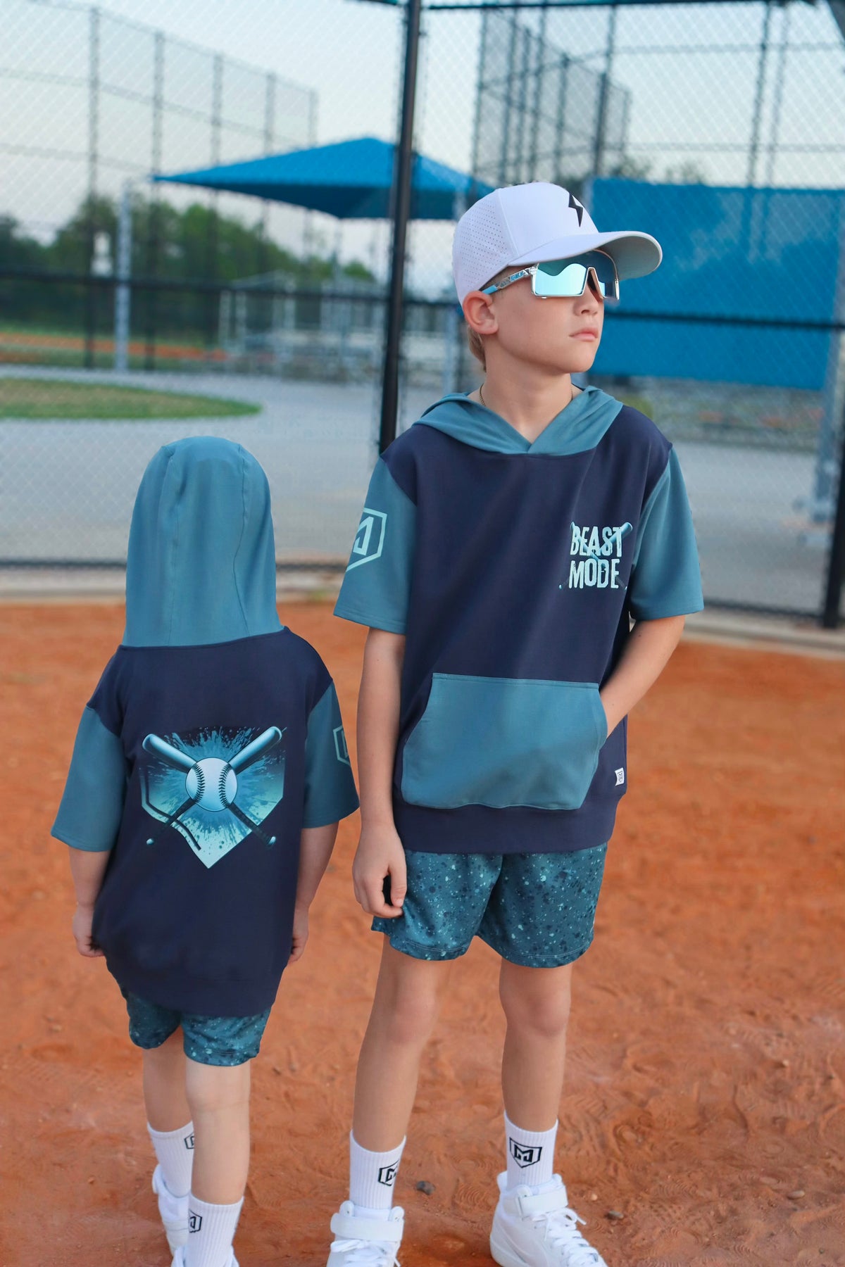 BEAST MODE BASEBALL HOODIE TEE SHIRT (FRONT & BACK) (ELEVATED BLEND)
