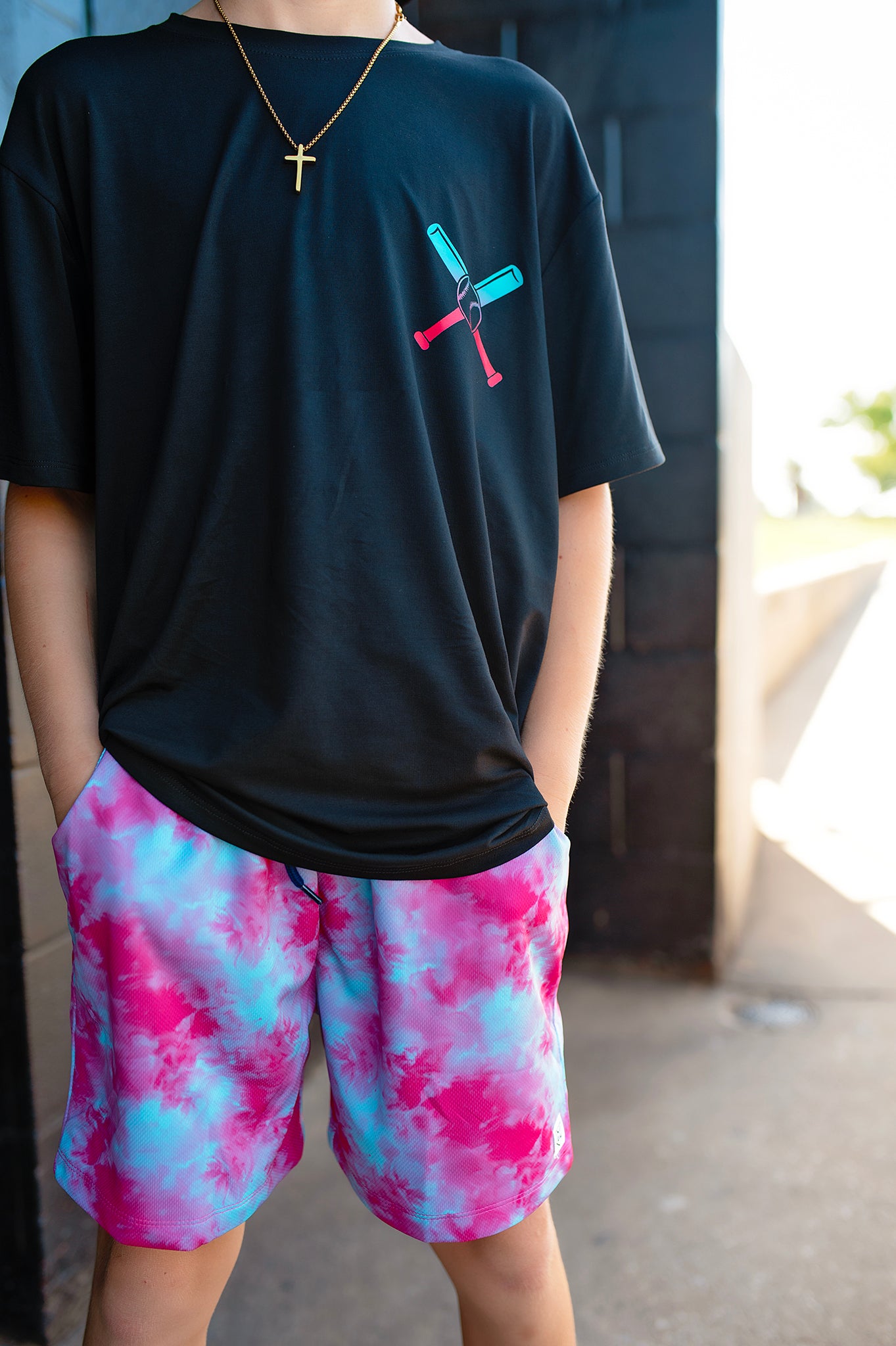 ELECTRIC FADE BASEBALL FRONT & BACK GRAPHIC TEE SHIRT - Mav Wear