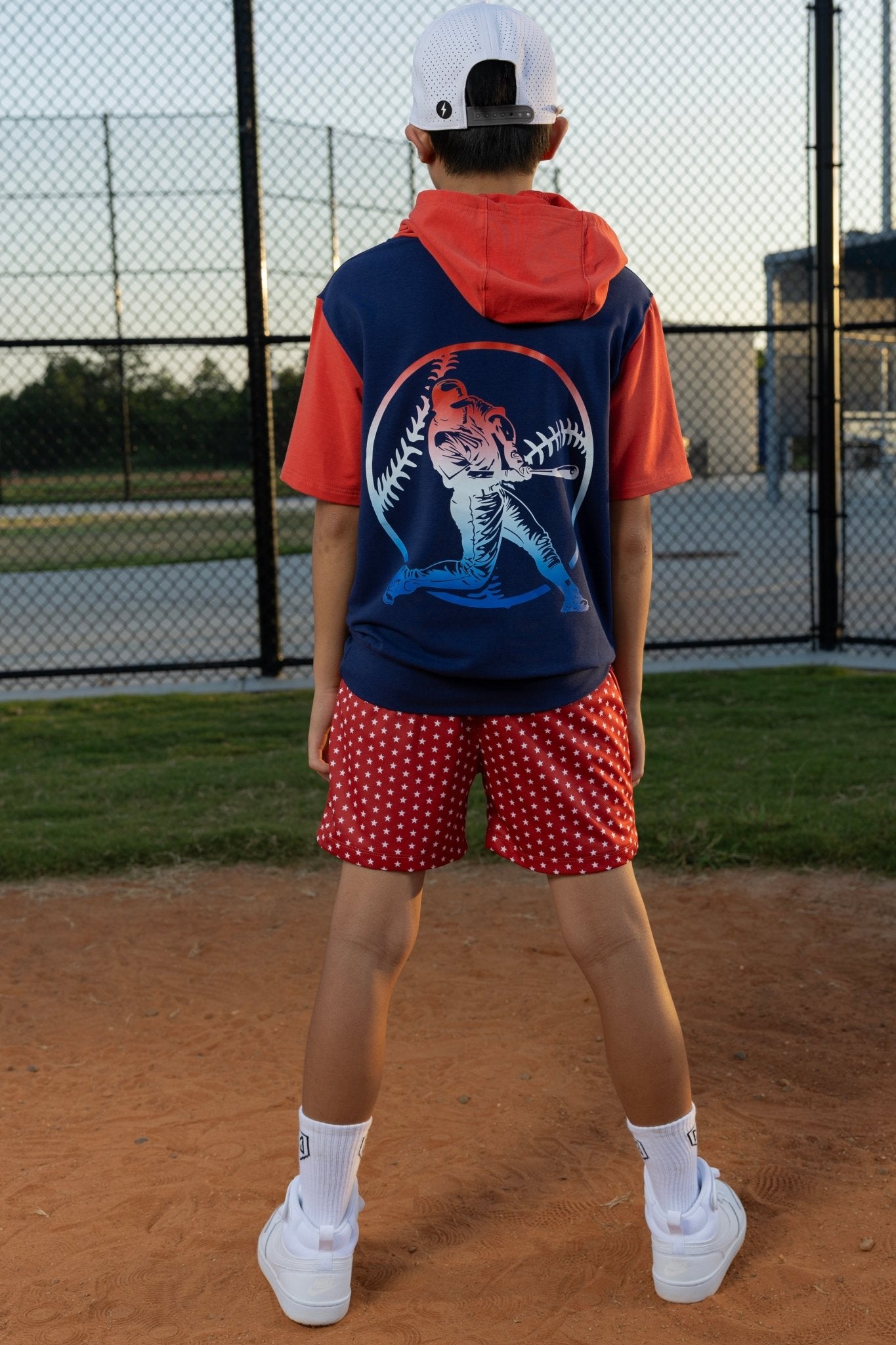 ALL AMERICAN HEAT HOODIE TEE SHIRT (FRONT & BACK) (ELEVATED BLEND)-BASEBALL - Mav Wear