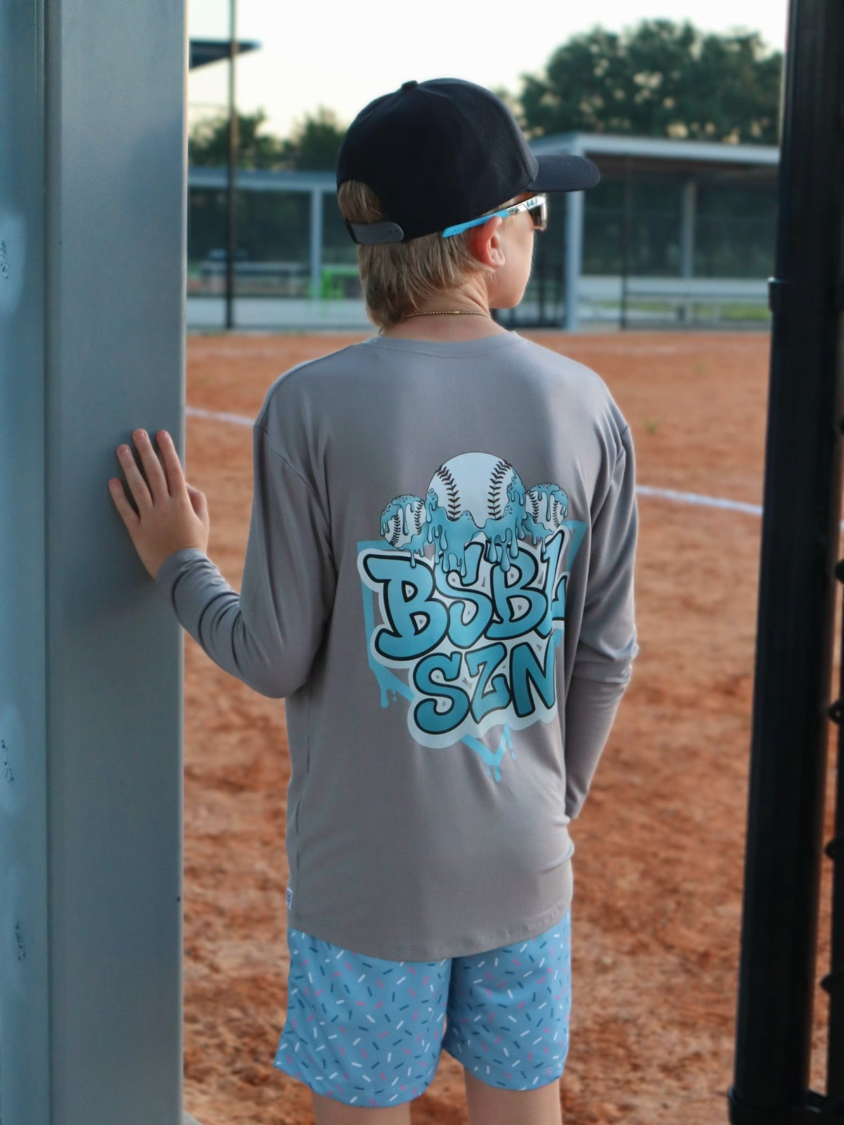 TOP IT OFF BLUE LONG SLEEVE FRONT & BACK GRAPHIC TEE SHIRT (SIGNATURE BLEND) - Mav Wear