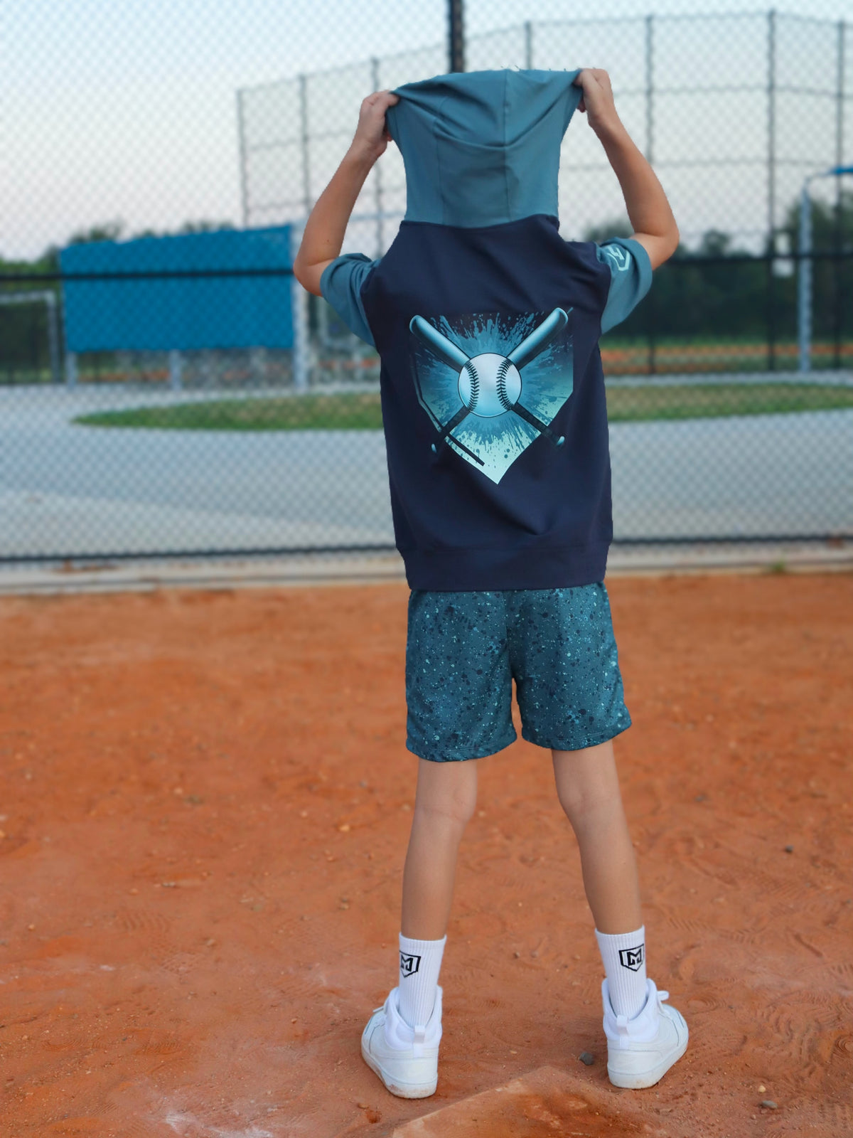 BEAST MODE BASEBALL HOODIE TEE SHIRT (FRONT & BACK) (ELEVATED BLEND)